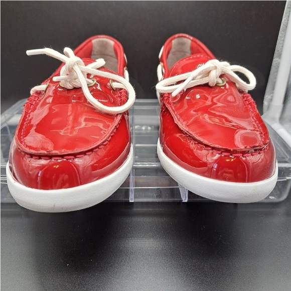 Women's Cole Haan Nantucket Red Patent Leather Boat Shoes Size 8. - Picture 2 of 6